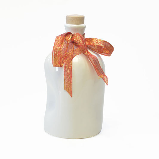 Bottiglia Artigianale in Terracotta bianca smaltata realizzata a Mano Bianca