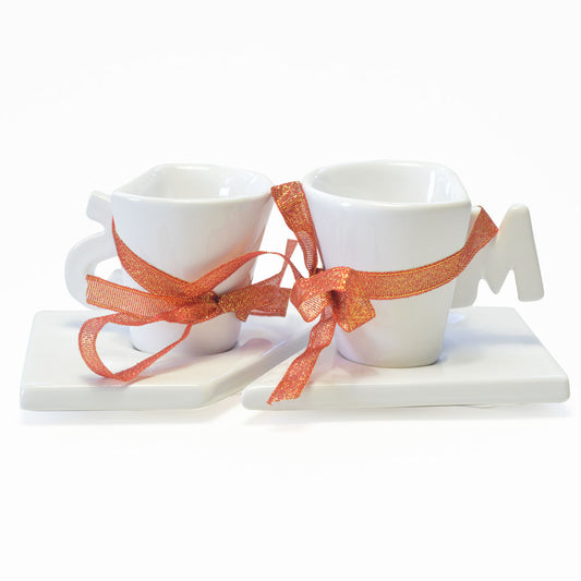 Set Tazze e Bicchieri Artigianali in Terracotta bianca smaltata realizzati a Mano